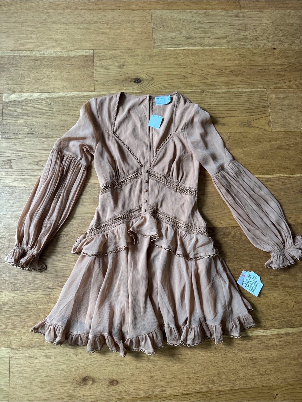 Women’s Dusty Rose Ruffle Lace-Trim Dress